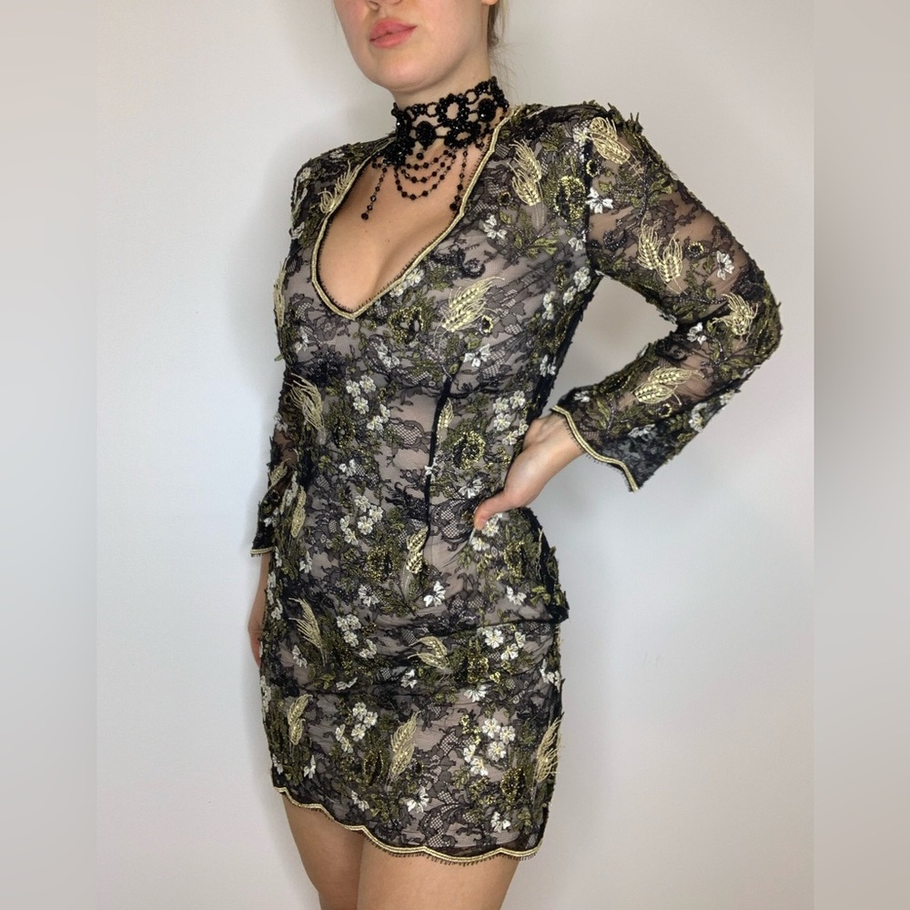La Perla floral lace mini dress